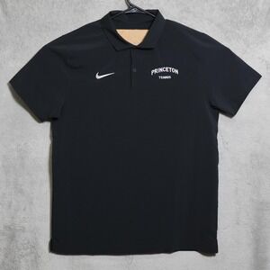 Princeton Tennis Nike Polo Shirt Mens Large Black NCAA Dri Fit Coaches Sideline